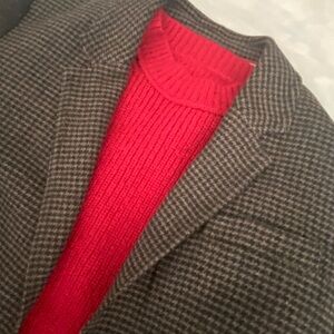 Banana Republic Houndstooth Blazer with Red Accent